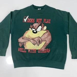 Vtg Taz Tasmanian Devil “Does Not Play Well With Others” Sweatshirt Made in USA - Picture 1 of 10