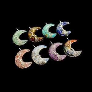 10pcs Crystal Stone Tree of Life Moon Pendant Energy Reiki Healing Amulet - Picture 1 of 12