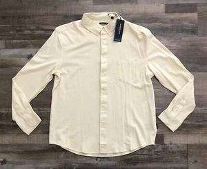 Kenneth Cole Mens Medium Beige Lightweight Knit Button Up Shirt New w Tags - Picture 1 of 7