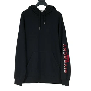 Givenchy Men Oversized Hoodie XS Extra Small Black Cotton Gradient Logo Pullover - Picture 1 of 5
