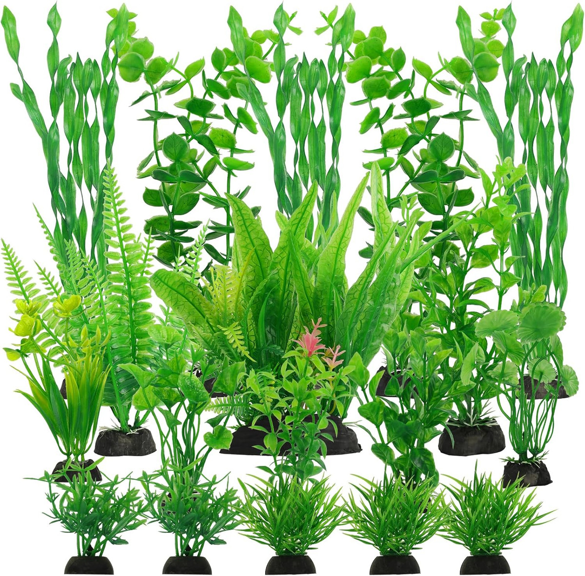 Piante Finte Per Acquario 10 Pezzi - In Plastica Morbida, Colorate, Con Base - Foto 7