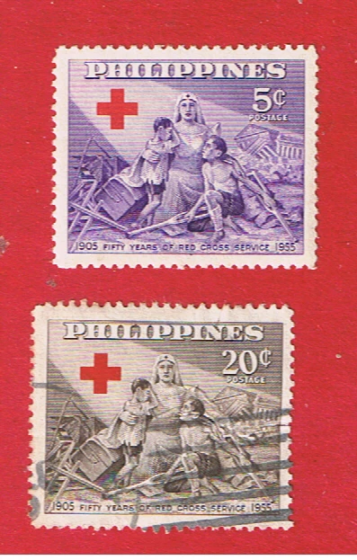 Филиппины #627-628 VF б/у Красный Крест бесплатный S/H - Изображение 1 из 1