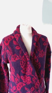 Giacca cardigan vintage Laura Ashley 100% lana grossa Fairisle viola S 8 10 - Foto 1 di 7