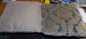 Paar blau beige Druck Dekokissen 21 x 21 - Bild 1 von 3