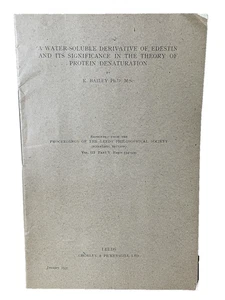 Edestin Theory of Protein Denaturation Medical Paper 1937 R Bailey PhD String - Picture 1 of 3