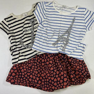 Crewcuts Girls (3) Piece Lot Skort Striped Sequined T Shirts Size 8 EUC - Picture 1 of 11