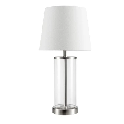 Electric 67155 Maya 21" Fillable Table Lamp, Clear Glass and Steel Base, Whit... - Image 1 of 4