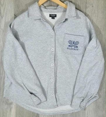 Playboy Club de Tenis Gris Abotonado Sherpa Forrado Camisa Chaqueta PacSun Pequeña #6 Foto 1 de 4