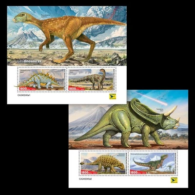 Dinosaurs MNH Stamps 2024 Central African 2 M/S - Image 1 of 3