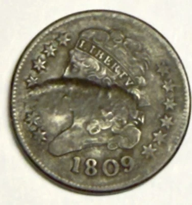 1809 Classic Head Half Cent Struck Through Mint Error & Rotated Reverse - Image 1 of 4