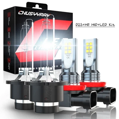 For Infiniti M37 2011 2012 2013 D2S HID Xenon Headlight H11 LED Fog Light Bulbs - Image 1 of 4