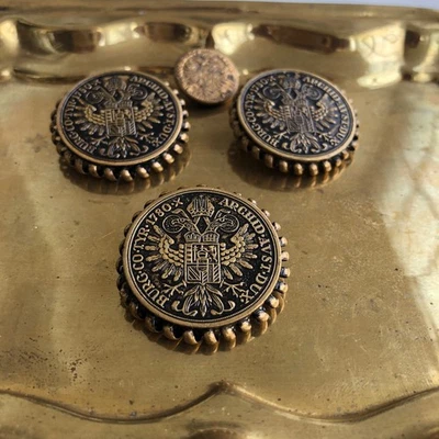 4 Vintage Austria Maria Theresa Thaler Coin-Style Metal Buttons - Heraldry - Image 1 of 4