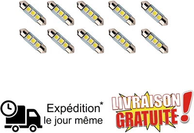 10x Navegador LED 36mm C5W Bombilla 3 SMD Vigilante 6000K Blanco - Imagen 1 de 2