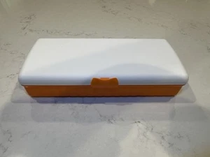 NEW Tupperware Lunch N Things Divided Hinged Container Crafts Box ORANGE/WHITE - Picture 1 of 2
