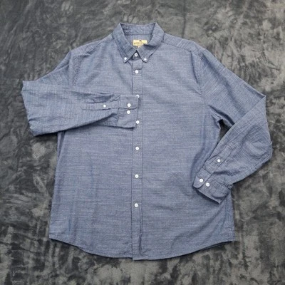 Camisa grande Buffalo Jackson para hombre punto azul abotonada 100 % algodón occidental informal Foto 1 de 4