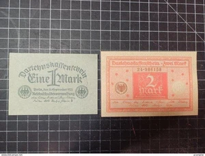 Germany P60/61（1920/22年）1,2 Marks，2 notes，UNC - Picture 1 of 2
