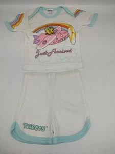 Vintage '80s Newborn - 6 Months Tweety Bird Rainbow Plane Just Arrived Rare - Picture 1 of 7