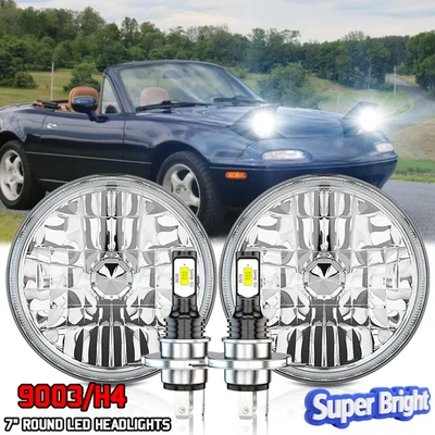 2x For Mazda Miata MX-5 MX5 90-1997 DOT 7" inch Round LED Headlights Halo DRL - Image 1 of 4