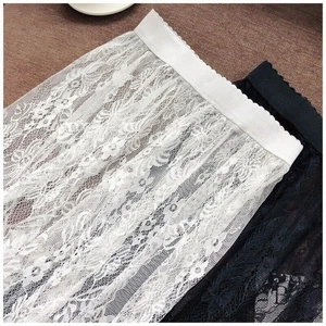 Women Sheer Lace Skirt Underskirt Petticoat Mesh Midi Slips Extender Floral Lady - Picture 1 of 9
