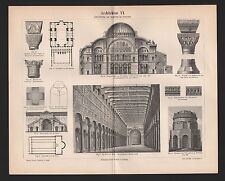 Lithografie 1896: Architektur VI Alt-Christliche byzantinische Baukunst. Ravenna