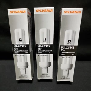 (3) Sylvania 20667 CF13DD/E/841/ECO 13W CFL 4pin G24q-1 Compact Fluorescent Bulb - Picture 1 of 11
