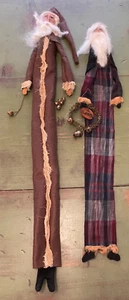 2 handgefertigte Weihnachtsmann Weihnachtsmann Figuren mit langem Bein Jo Ann Palmer? 27 zoll - Bild 1 von 8