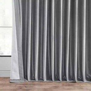2X Exklusive Stoffe Möbel Verdunkelungsvorhang 100" Breite x 84" Länge Gefüttert Sturmgrau - Bild 1 von 5