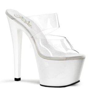 Pleaser Women's Sky-302 White Vegan Spike Peep Toe Platform Stiletto Heels - Picture 1 of 5