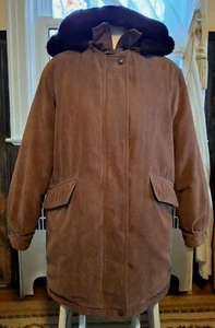 Hooded Womans Winter Jacket Bromley Sport Real Down Brown Size Large - Picture 1 of 16