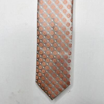 Calvin Klein Men’s Necktie 3” Pink & Silver 100% Silk Tie Medallions - Image 1 of 4