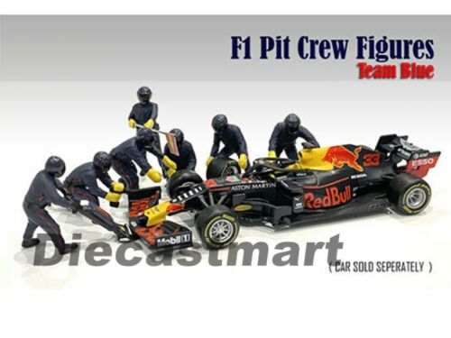 American Diorama 1:43 / 1:18 Formula One F1 7 Pit Crew Set Team Blue For Redbull