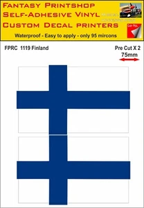 Flags Twin Packs Vinyl Sticker Decals Finland Flag 75mm - 200mm FPRC 1119 - Picture 1 of 7