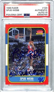 1986 87 Fleer SPUD WEBB Signed Auto ROOKIE Card #120 Graded PSA/DNA 10 Slabbed - Picture 1 of 3