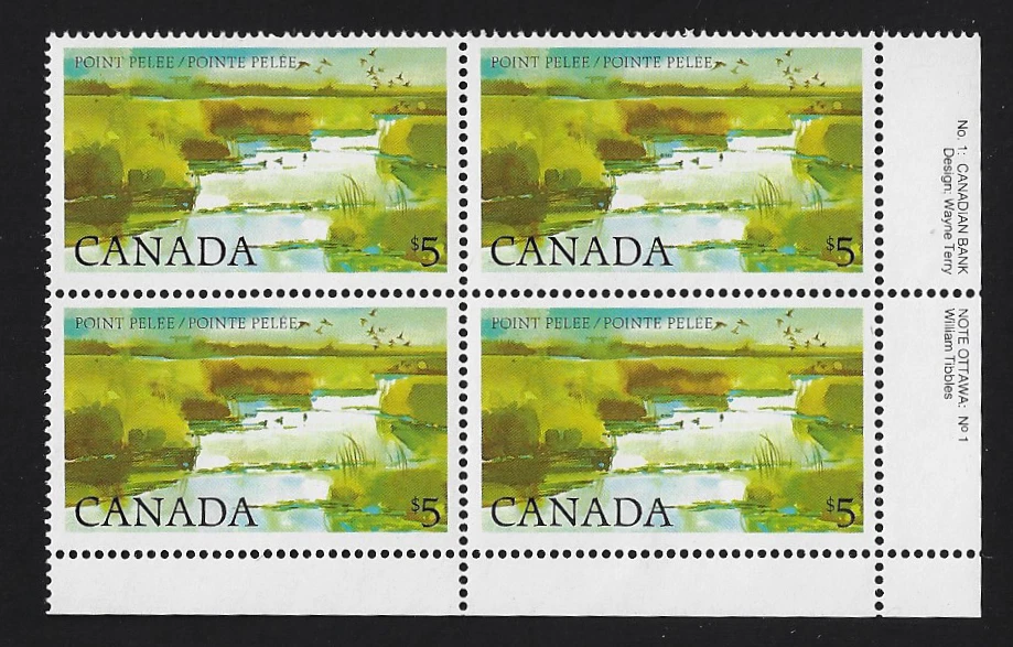 Canada — Corner Block of 4 LR — Point Pelee National Park #937 (Plate 1) — MNH - Image 1 of 1
