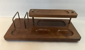MCM Vintage Herren Kommode Diener Schreibtisch Organizer Holz & Messing für Geldbörse Münzen Stifte - Bild 1 von 7