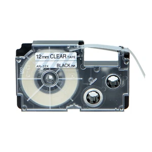 1PK 12mm Black on Clear Label Compatible with XR12X Casio XR-12X Tape 1/2" 8M - Picture 1 of 9