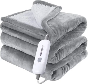 Electric Throw Heated Blanket - 50" x 60" Gray Fast Heating 10 Heat Levels - Picture 1 of 9