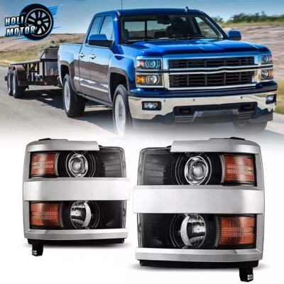 Par de faros delanteros cromados para Chevy Silverado 2500 HD 3500HD 2015-2019 Foto 1 de 4