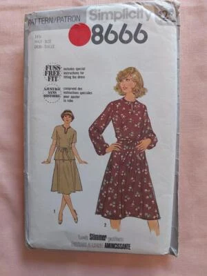 Simplicity 8666 Misses' Dress or 2 Piece Dress & Tie Belt Pattern Size 14 1/2 - Image 1 of 2
