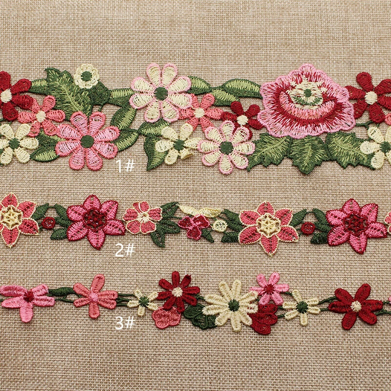 Cinta floral de encaje soluble en agua hágalo usted mismo bordado de 1 yarda ropa costura decoración Foto 1 de 2