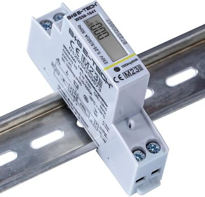 B+G E-TECH digitaler MID 2025 geeichter einphasen Stromzähler für DIN Hutschiene 1TE 50A