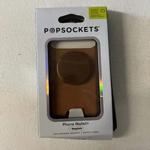 PopSockets Portefeuille Pop en cuir végétal + poignée et support de téléphone portable PopGrip MagSafe - Photo 1 sur 2
