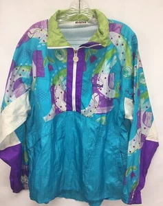 VINTAGE WILSON ADVANTAGE WOMENS WINDBREAKER JACKET COAT SZ M 1/2 ZIP NYLON BLUE - Picture 1 of 12