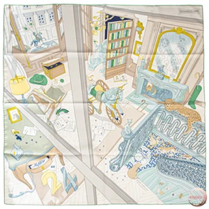 NWT Hermès Carre 90 Mystère au 24 Silk Scarf Cat Window Scene New w/ Box France - Picture 1 of 10