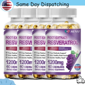 Resveratrol Maximum 1200 MG Strength Natural AntiAging Antioxidant 60 Capsules - Picture 1 of 13