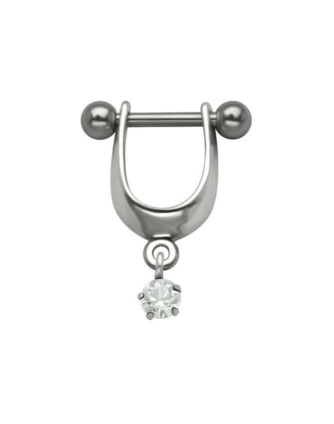 Puño de cartílago de oreja de acero quirúrgico 316L escudo helicoidal solitario colgante 16G Foto 1 de 1