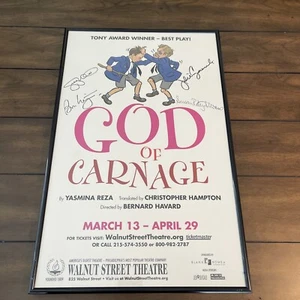 God of Carnage Comedy Theater Broadway Window Card Poster Cast Autographed Rare - Picture 1 of 5