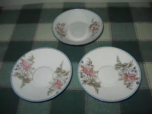 Movimiento Estético 3 Piezas Marrón Floral China Antiguo Rosa Rosas Azul DORADO Borde - Imagen 1 de 7