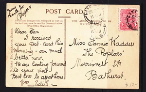 N.S.W. POSTCARD:  "MISS HILDA ANTONY"  1909 CANCELLED AT LITHGOW - Picture 1 of 2