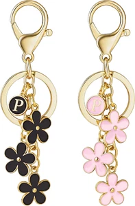 A-Z Letter Keychain for Women, Black and Pink Letter Key Chains Women Cute, Bag - Picture 1 of 12